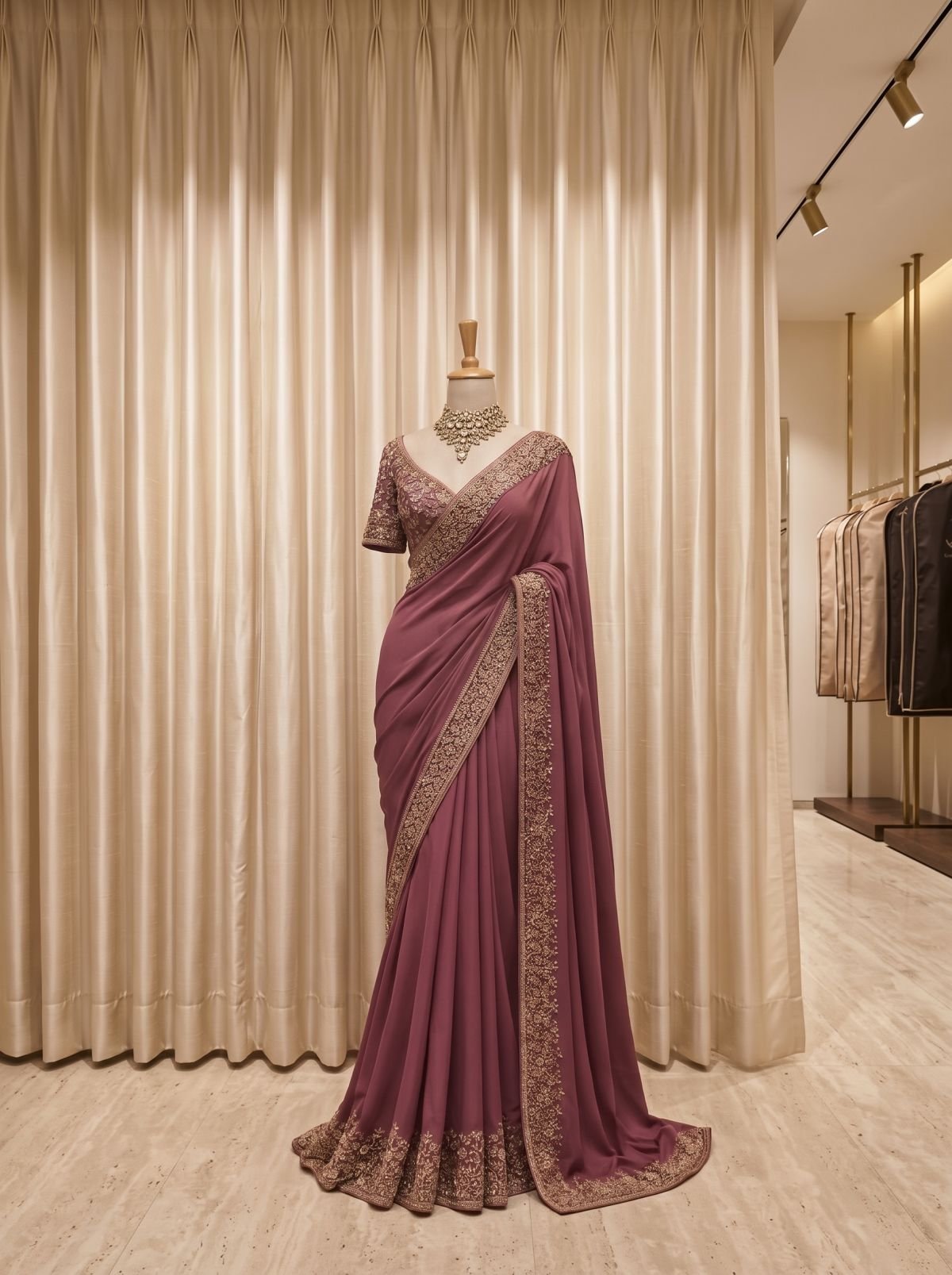 Traditional Cora Tabka & Zari Embroidered Saree