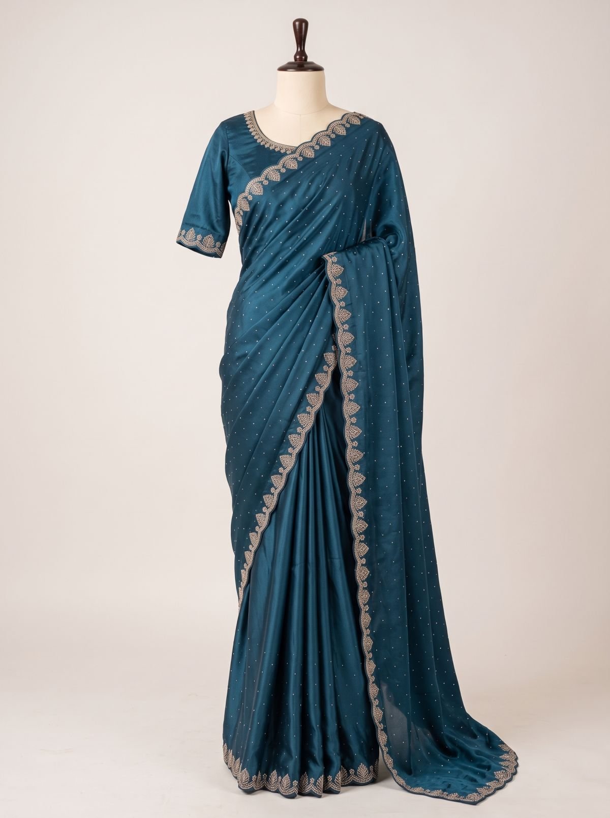 Zardozi stone work saree