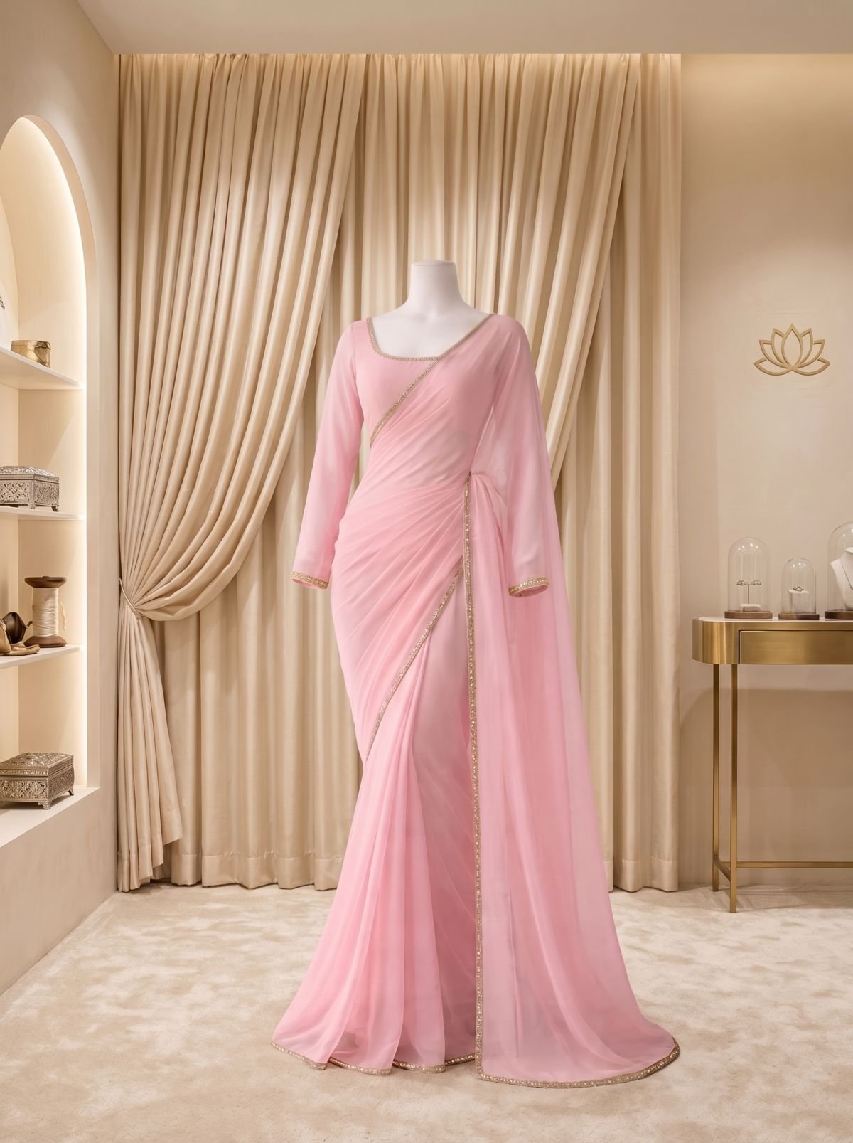 chiffion lace saree